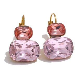 Rosalia Pink and Gold Crystal Earrings